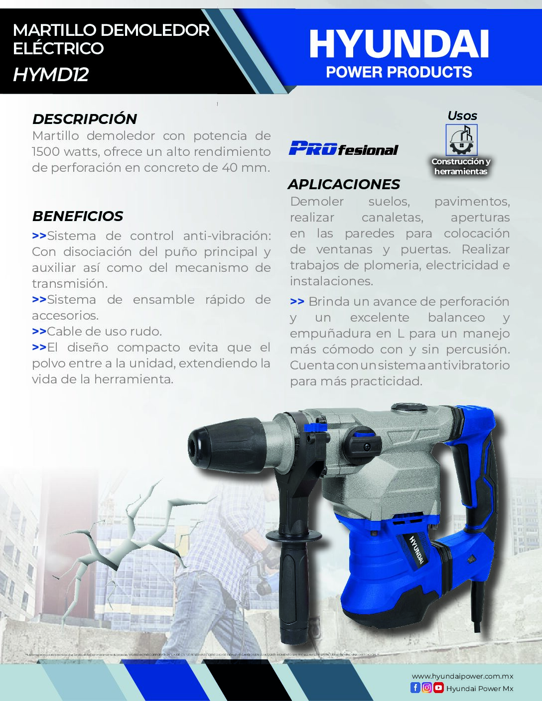 MARTILLO DEMOLEDOR ELÉCTRICO HYUNDAI - Image 4